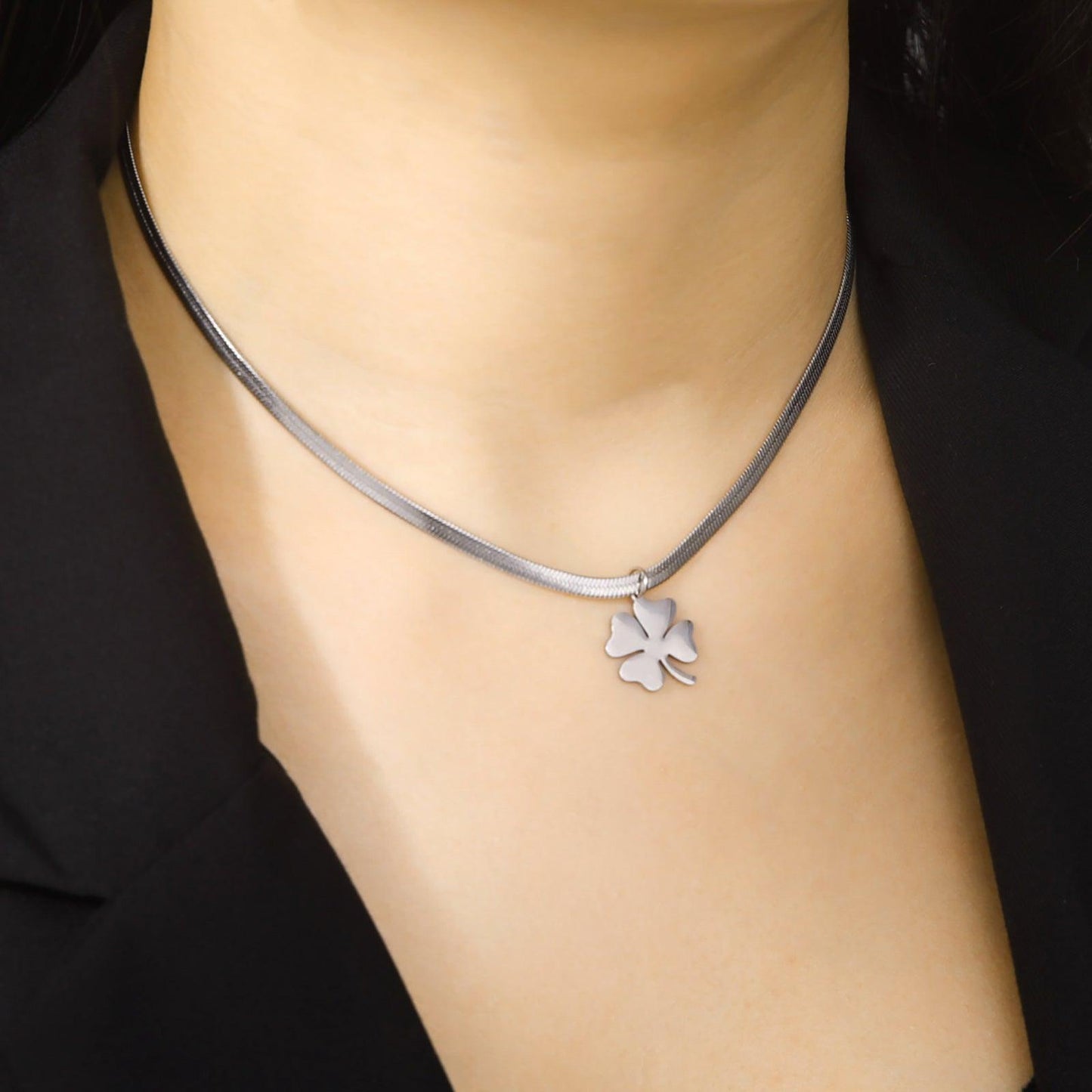 Pendentif Trèfle à 4 feuilles argent