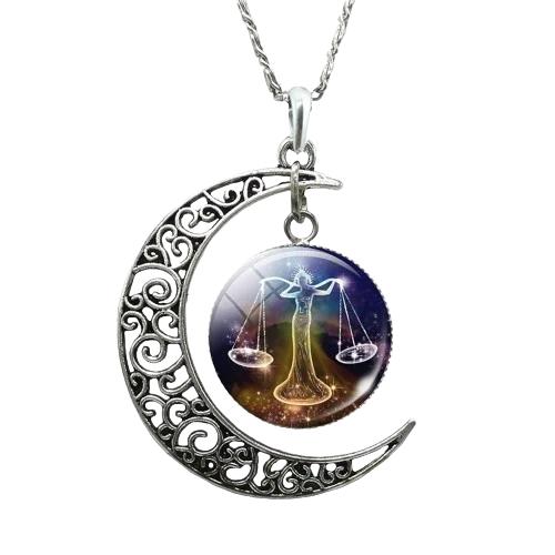 Collier Porte-bonheur zodiaque lune et balance