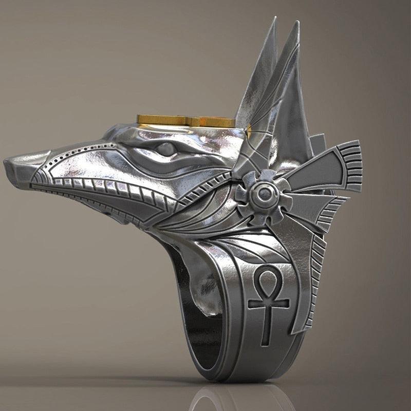 Anneau de protection Anubis et Ankh