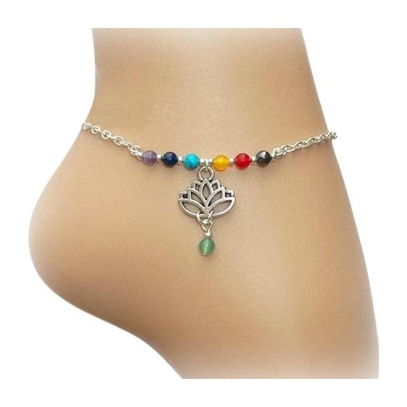 Bracelet cheville lotus 7 chakras