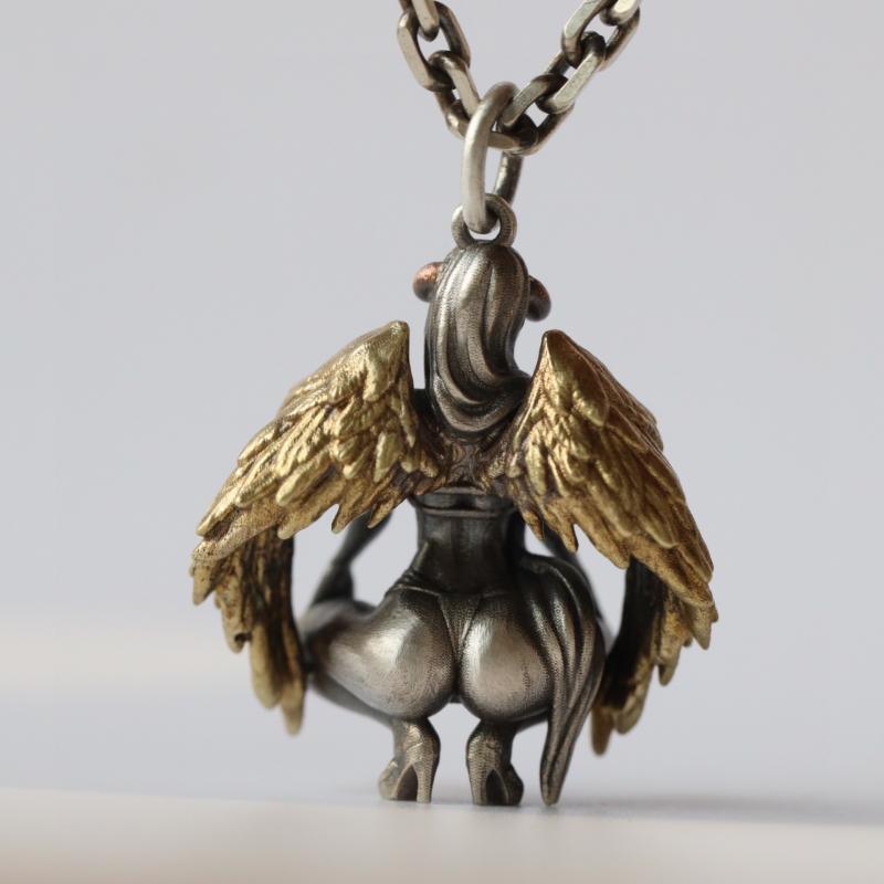 Collier talisman porte-bonheur ange et diable