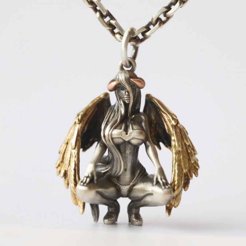 Collier porte-bonheur divin ange et démon