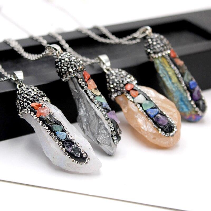 Collier énergie pierres naturelles