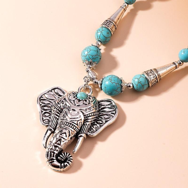 Collier talisman tibétain animal totem éléphant