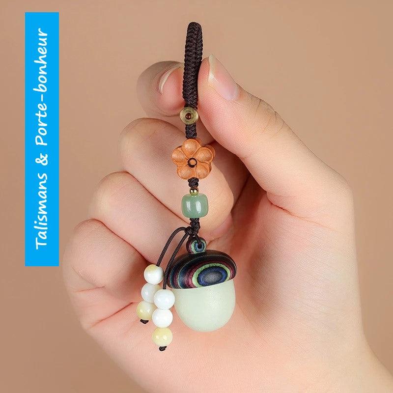 Porte-clé amulette chance gland