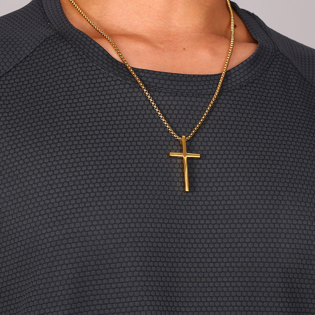 Collier Croix homme or