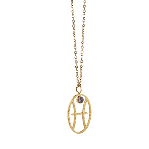 Collier zodiaque et pierre de naissance Poisson