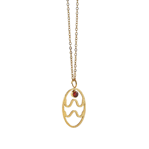Collier zodiaque et pierre de naissance Verseau