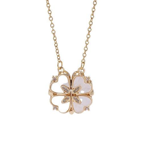 Pendentif Trèfle or rose
