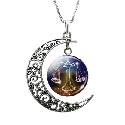 Collier Porte-bonheur zodiaque lune et balance