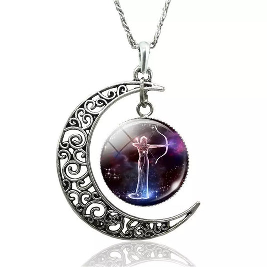 Collier porte-bonheur Sagittaire et lune signe du zodiaque