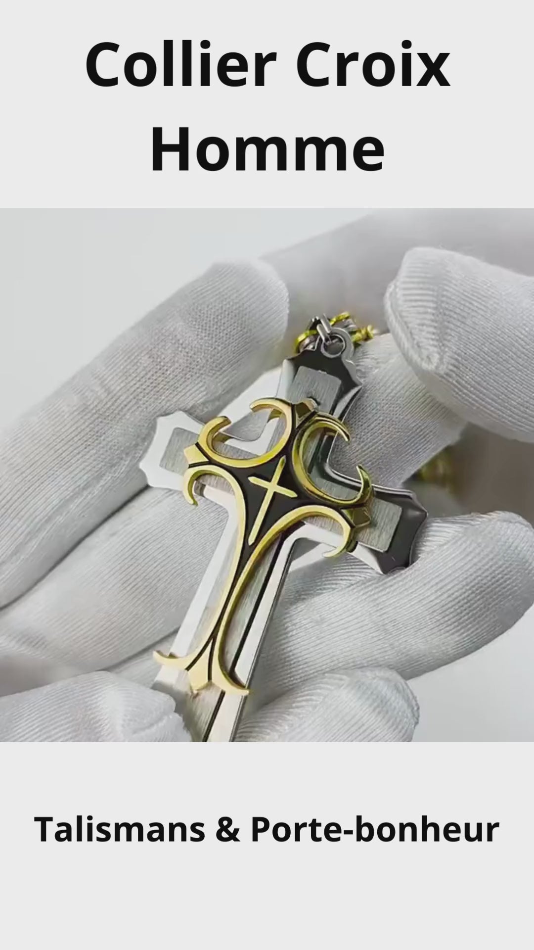Collier Croix homme or
