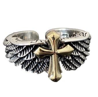 Bague de protection Ange et croix