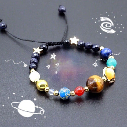 Bracelet porte-bonheur planètes et étoiles