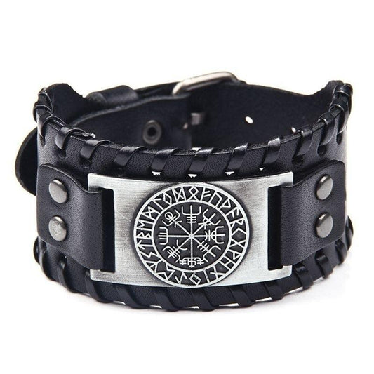 Bracelet Talisman viking vegvisir en cuir