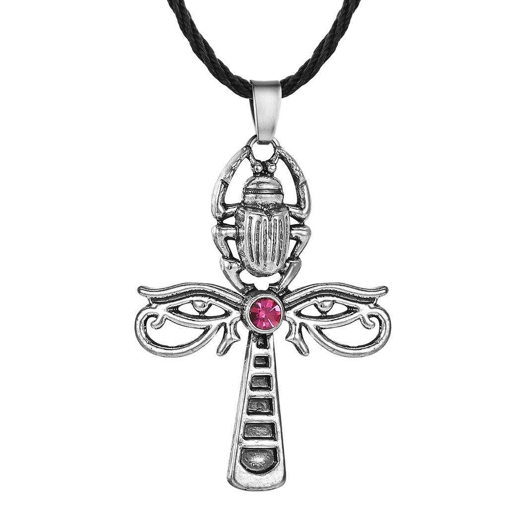 Pendentif égyptien de protection croix scarabée