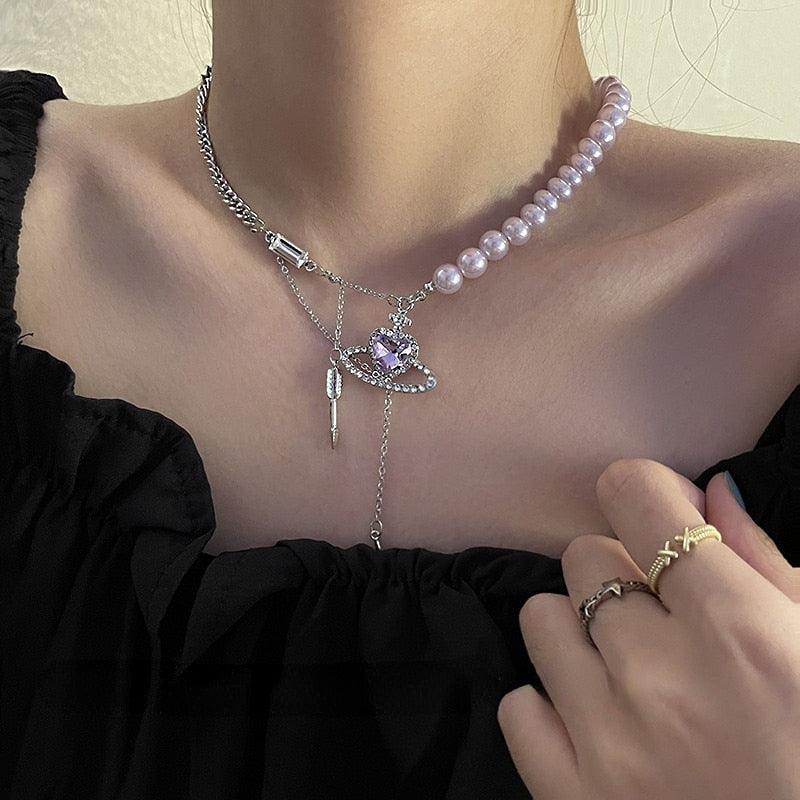Collier porte-bonheur univers et saturne