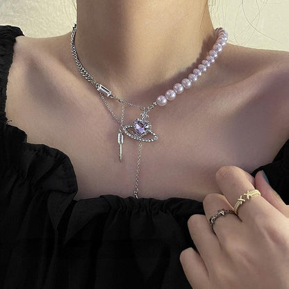 Collier porte-bonheur univers et saturne