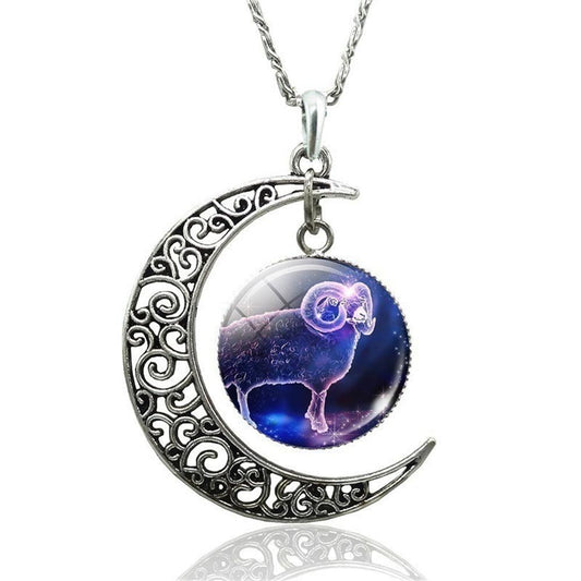 Collier porte-bonheur Bélier et Lune signe du zodiaque
