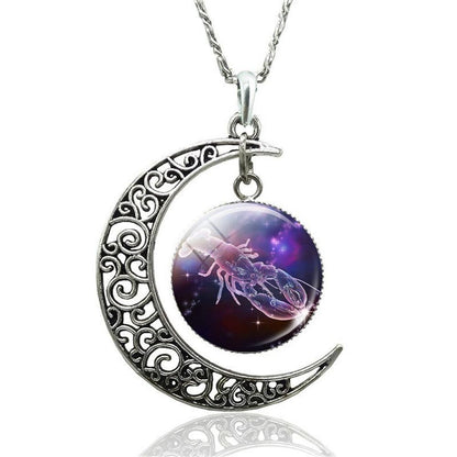 Collier porte-bonheur Cancer et lune signe du zodiaque