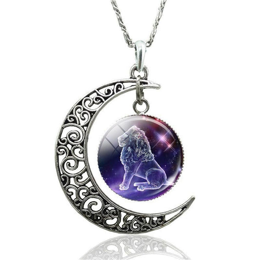 Collier porte-bonheur Lion, lune et planètes