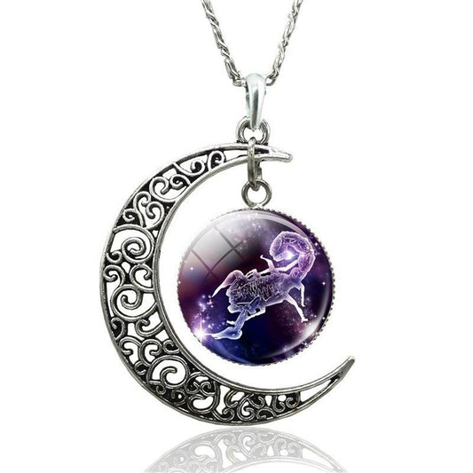 Collier porte-bonheur Scorpion et lune signe du zodiaque