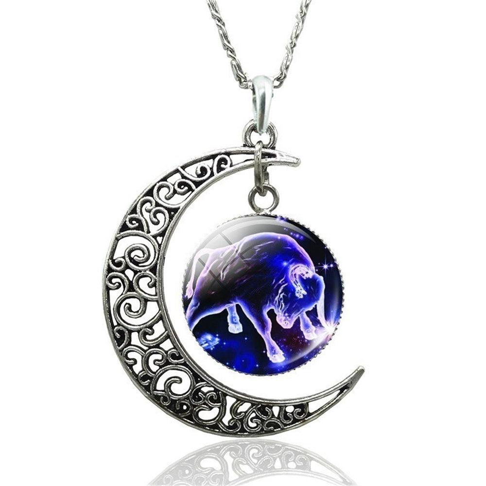 Collier porte-bonheur Taureau et Lune  protection zodiaque