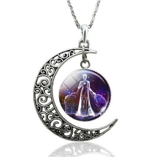 Collier Porte-bonheur Vierge et Lune signe du zodiaque