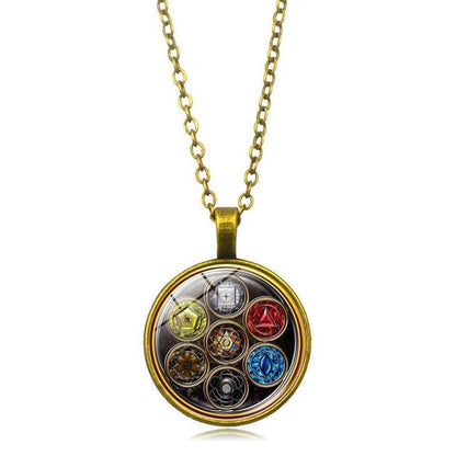 Collier symbole de ohm 7 chakras