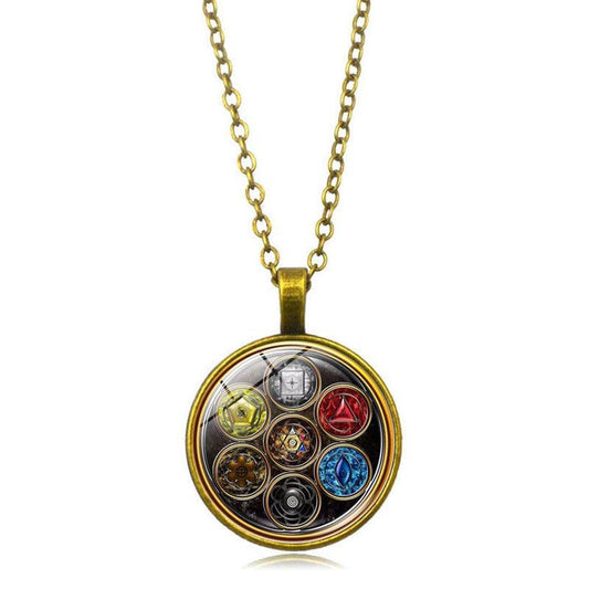 Collier symbole de ohm 7 chakras